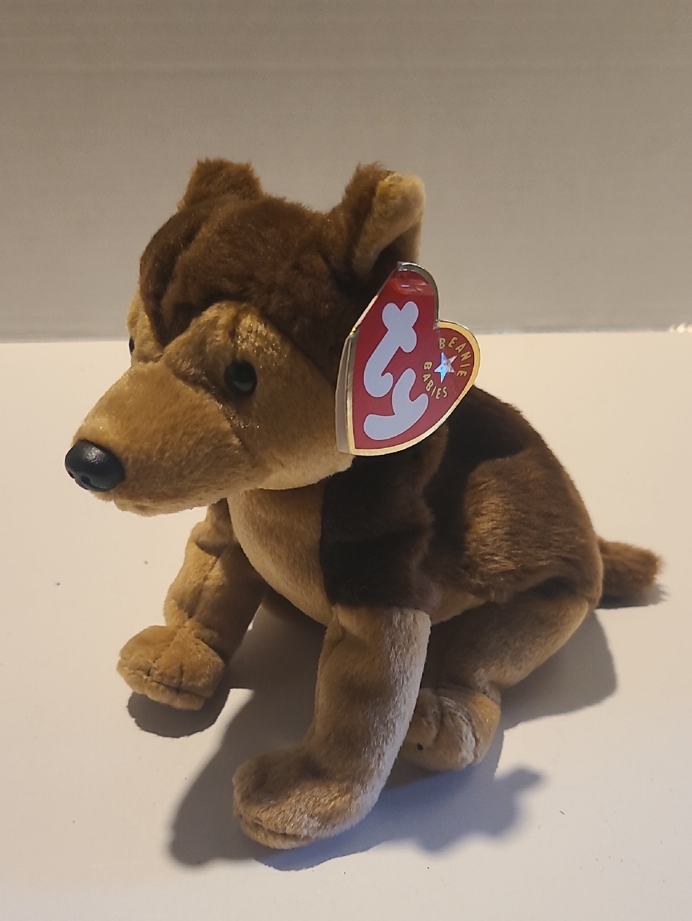 Ty Patriotic Brown and Tan Plush Puppy With American Flag